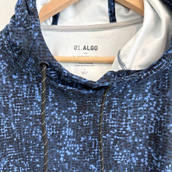 01. Algo Mens Large Pullover Hoodie Blue Digital Camo Performance Athleisure EUC - Picture 4 of 11